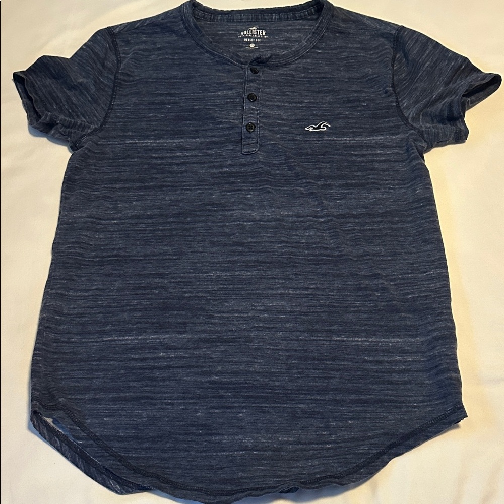 Hollister Navy Short Sleeve Henley
